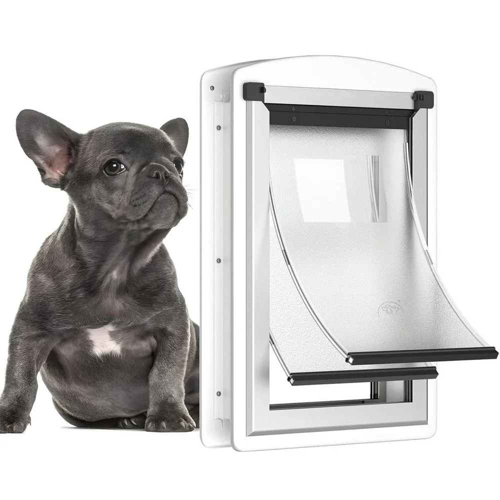 MAVRICTECH Door Mount‎ Pet Door Medium Dog White Plastic Magnetic Flap Insulated